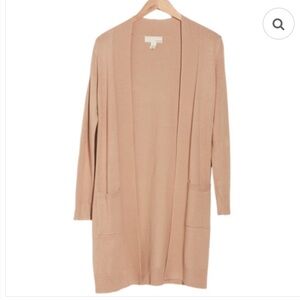 BY DESIGN Hudson Camel Mid Thigh Lightweight Open Front Cardigan - Sz XL, NWT